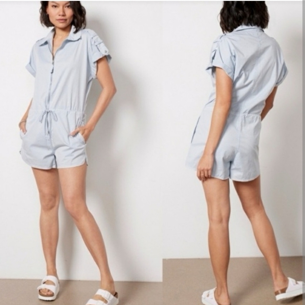 PISTOLA MEG FRONT ZIP UTILITY ROMPER SKY BLUE SIZE MEDIUM - Picture 2 of 12